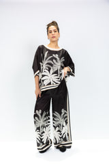 Palm Noir Satin Set