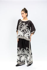 Palm Noir Satin Set