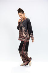 Black Paisley Printed Co-Ord Set