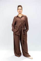 Mocha Tie-Waist Co-Ord Set