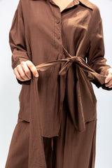 Mocha Tie-Waist Co-Ord Set