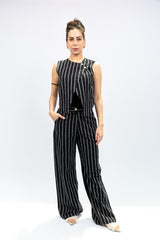 Black Striped Sleeveless Co-Ord Set