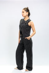 Black Striped Sleeveless Co-Ord Set