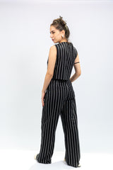 Black Striped Sleeveless Co-Ord Set