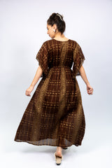 Chocolate Gold Tassel Kaftan Dress