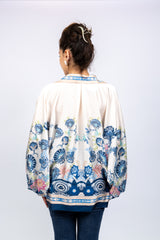 Blue Porcelain Floral Oversized Shirt