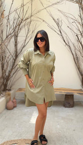 Pleated Sleeves Shirt - Olive