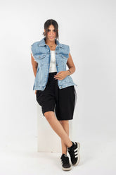 Cozy Denim Vest - Blue