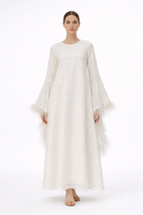 Ethereal Feather-Accent Dress