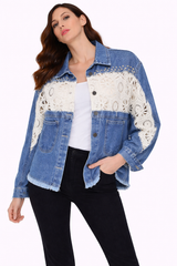 Lace Panel Denim Jacket