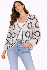 Monochrome Crochet Cardigan