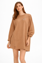 Embellished Seam-Detail Tunic Dress