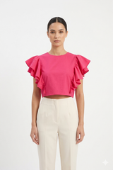 Fuchsia Ruffle Crop Top