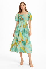 Printed Puff Dress