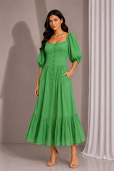 Emerald Grace Midi Dress