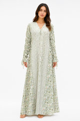 Sage Floral Ruched Maxi