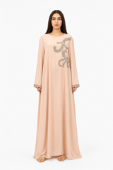 Crystal Embellished Peach Abaya