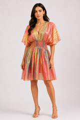 Metallic Striped Mini Dress