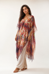 Boho Fringed Print Kaftan