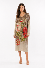Leopard Floral Metallic Dress