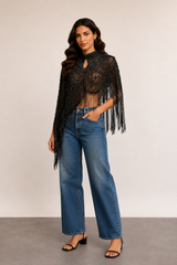 Noir Fringe Top