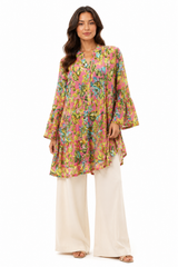 Pink Tropical Printed Tunic Shirt