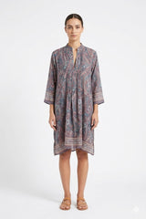 Paisley Print V-Neck Tunic Dress