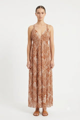 FA Rust Tribal Print Maxi Dress