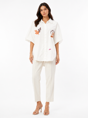 White Embroidered Oversized Shirt