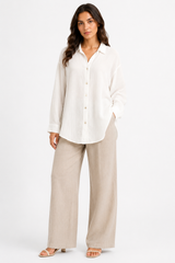 White Textured Oversized Shirt