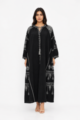 Black Embroidered Kaftan Dress