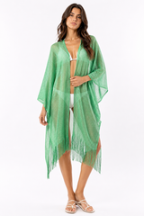 Mint Shimmer Fringe Kimono