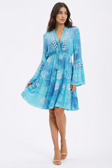 Azure Breeze Embroidered Dress