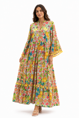 Citrus Garden Tassel Maxi Dress