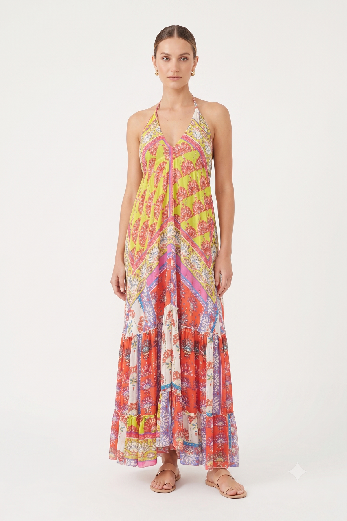 Vibrant Bohemian Tiered Maxi Dress