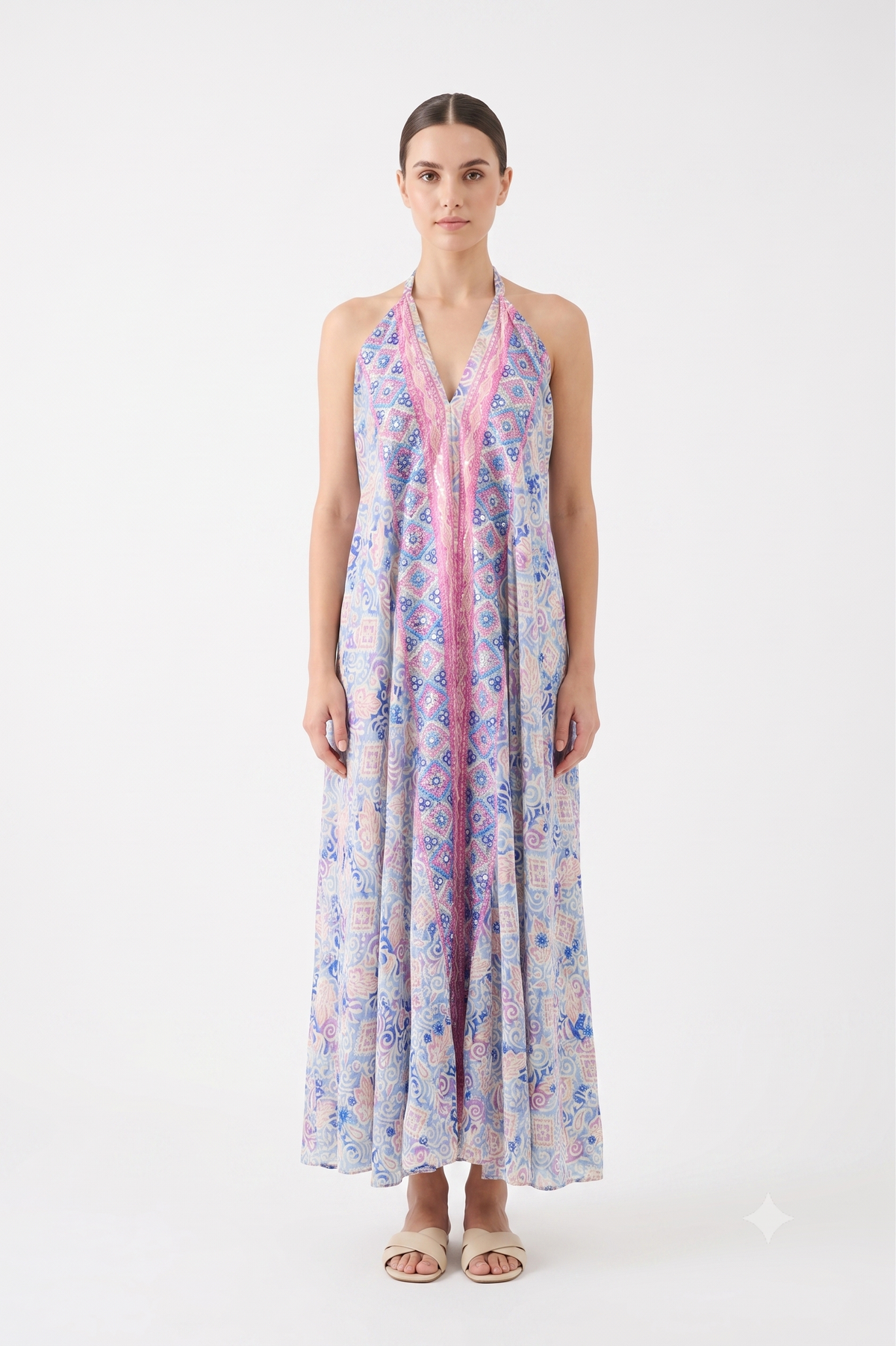 Pastel Mosaic Embellished Kaftan