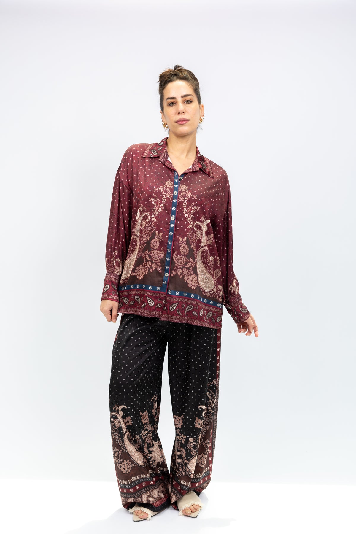 Burgundy Paisley Printed Co-Ord Set