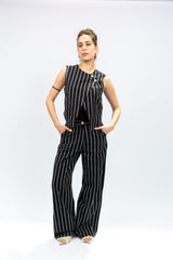 Black Striped Sleeveless Co-Ord Set