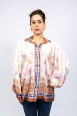 Ivory Bohemian Floral Oversized Shirt