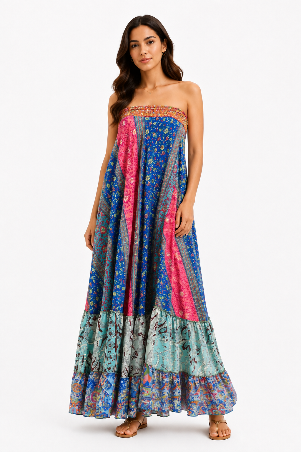 Boho Bloom Strapless Maxi Dress