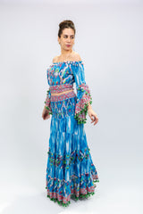 Boho Blue Off-Shoulder Set