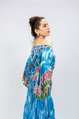 Boho Blue Off-Shoulder Set