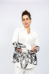 White Floral Embroidered Linen Set