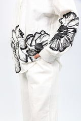 White Floral Embroidered Linen Set