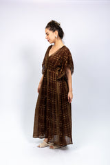 Chocolate Gold Tassel Kaftan Dress