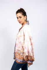Ivory Bohemian Floral Oversized Shirt