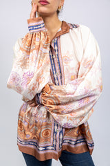 Ivory Bohemian Floral Oversized Shirt