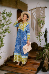 Maxy Dress- blue x yellow