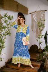 Maxy Dress- blue x yellow
