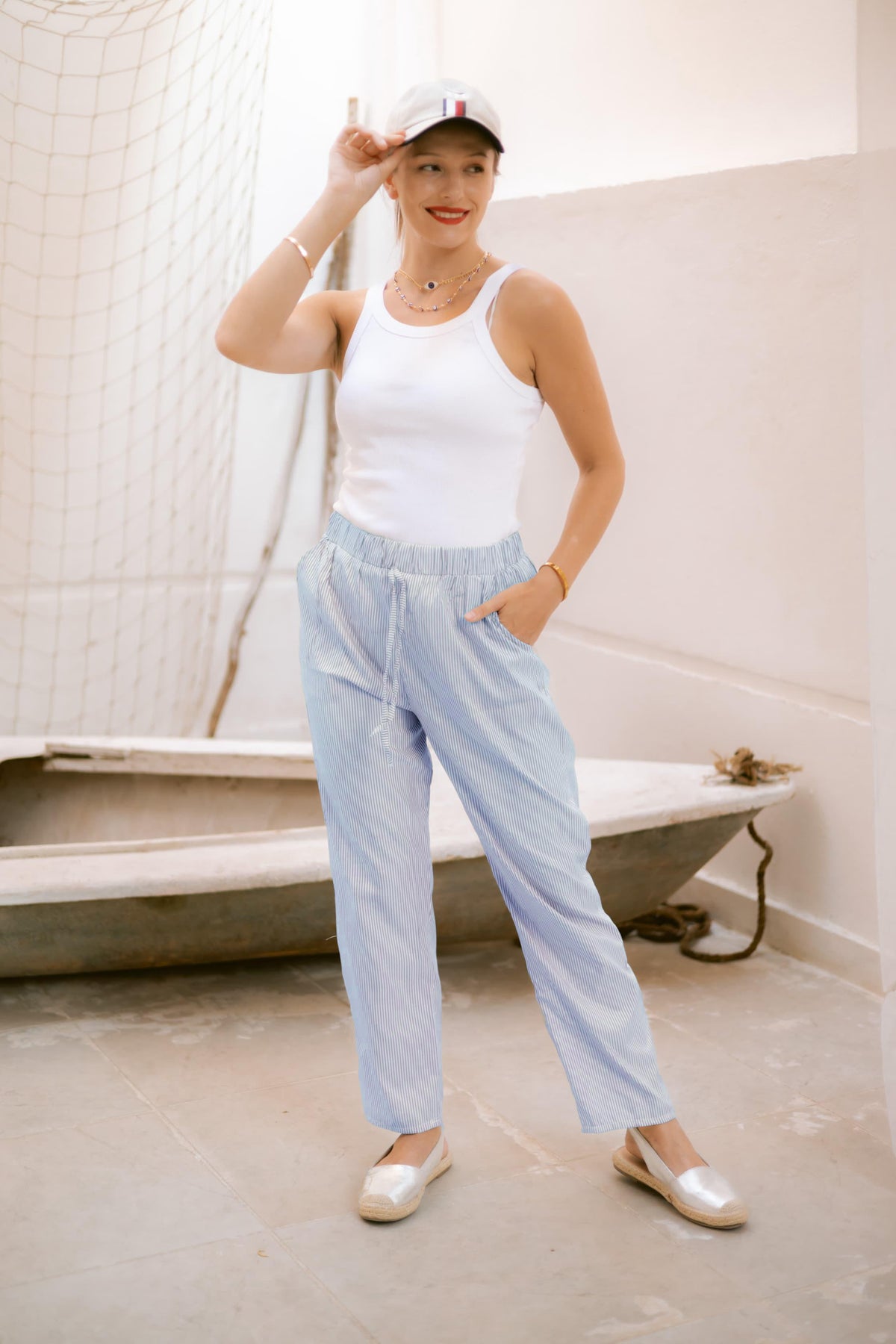 Striped Pants_Baby blue